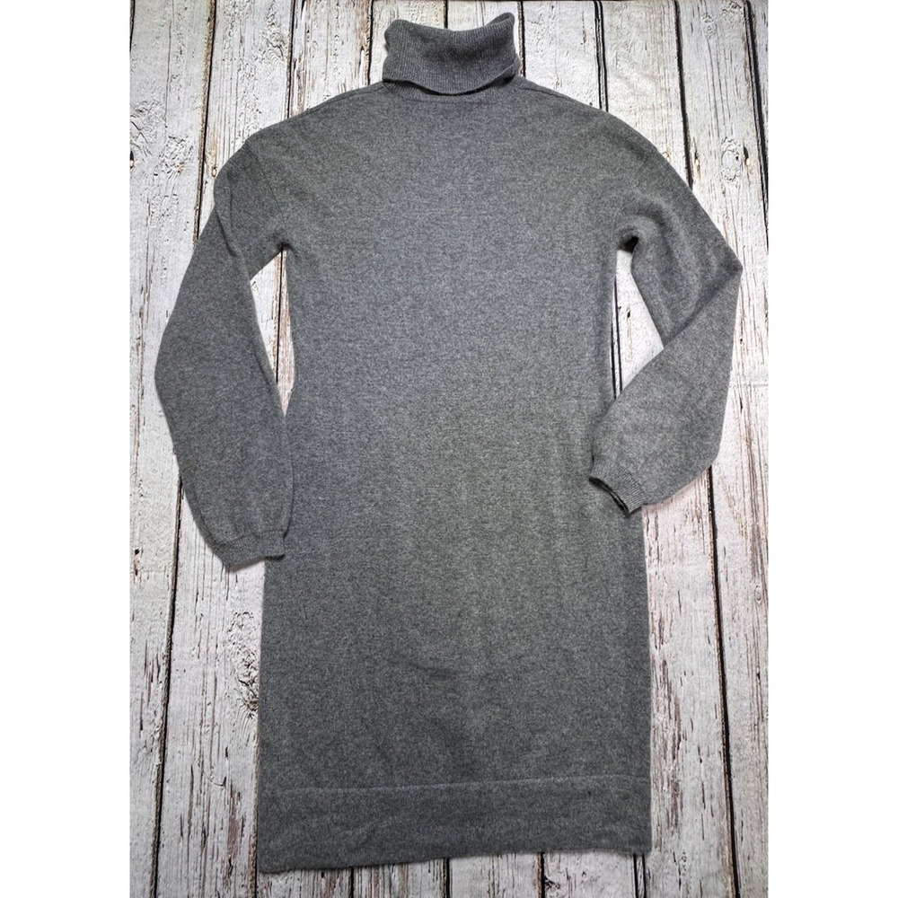 Vince Gray 100% Cashmere Knit Dress L Turtleneck Long Sleeve Quite Luxury